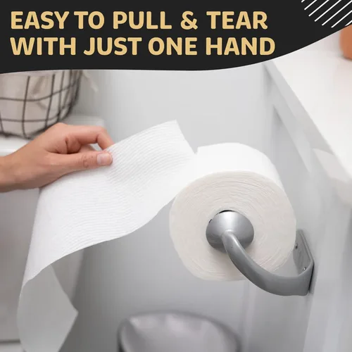 Miniatura 3 de Soporte de papel higiénico para baño, diseño de montaje en pared, soporte de papel higiénico de acero inoxidable con operación simple con una sola