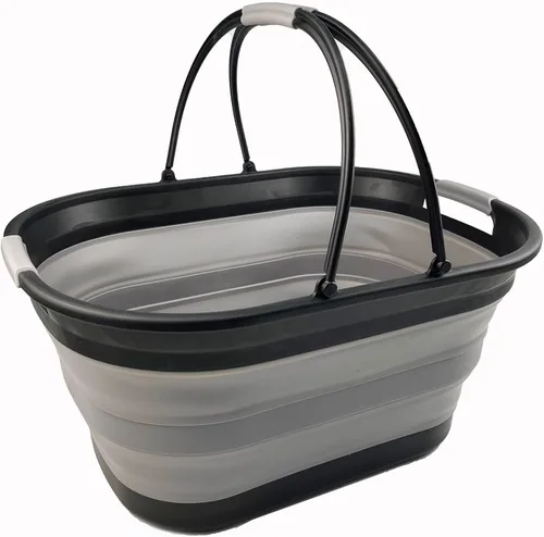 Miniatura 10 de SAMMART Cesta plegable de plástico para la ropa sucia de 38 litros (10 galones), contenedor de almacenamiento plegable, tina de lavado portátil