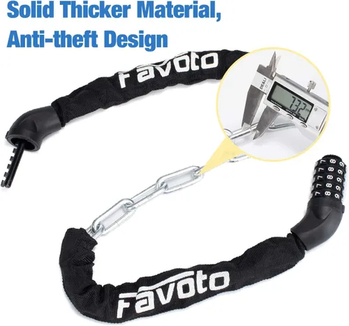 Miniatura 4 de Favoto - Cerradura de cadena para bicicleta, combinación de 5 dígitos, antirrobo, 3.3 pies de largo, ideal para motocicleta al aire libre, bicicleta