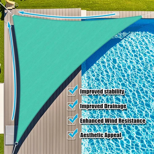Miniatura 5 de Amagenix Toldo tipo vela de 8 x 8 x 8 pies, borde curvado, para exteriores, turquesa, transpirable, 95% bloqueo de rayos UV, para patio, jardín