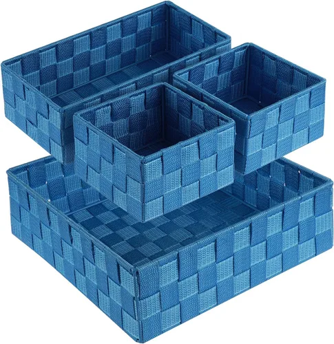 Miniatura 21 de Posprica Caja de almacenamiento tejida, cubo, cesta, contenedor, organizador divisor para cajón, armario, estante, aparador (blanco)