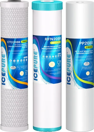 Miniatura 18 de ICEPURE CTO20BB-KDF - Filtro de agua para toda la casa, carbón activado con cáscara de coco y KDF, 5 micrones, 4.5 x 20 pulgadas, repuesto
