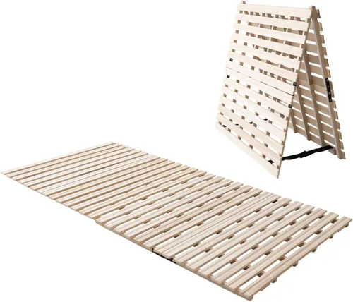Miniatura 11 de EMOOR Cama de madera con listones de media pliegue tamaño Queen (63 x 78.7 pulgadas) para colchón de futón japonés Franco-Tower, Paulownia sin