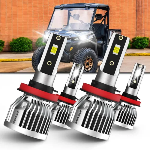 para 2016-2023 Can Am Defender bombillas de faro H11 haz alto y bajo combo, 6000K para kit de luz delantera Can-Am UTV, 4 piezas de bombillas