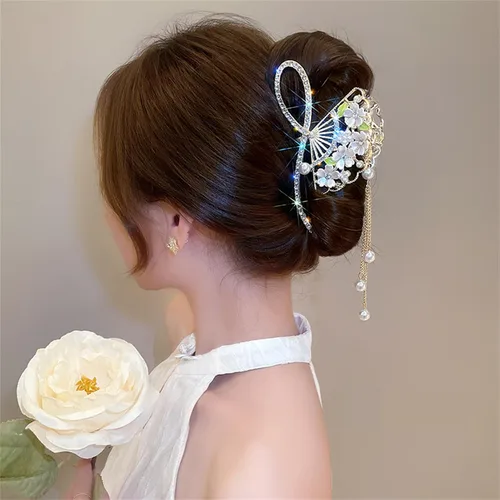 Miniatura 10 de Pinzas y Clips para el Cabello con Flores Estilo Francés Perlas Diamantes de Imitación Mariposa Twist Banana Horquillas Accesorios para el Cabello