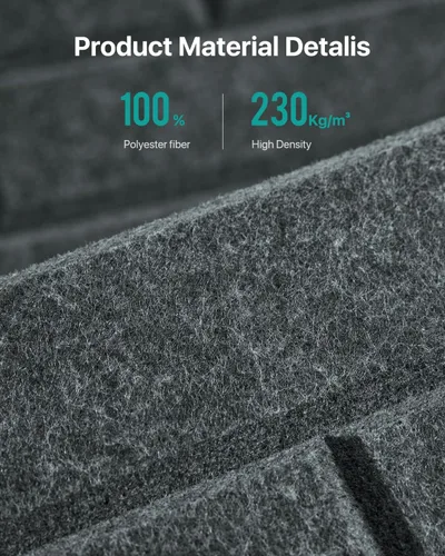 Miniatura 3 de Paneles de pared acústicos autoadhesivos, paquete de 12 paneles absorbentes de sonido en ladrillo, paneles de espuma de alta densidad con Gris-oscuro