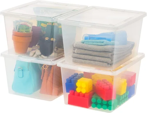 Miniatura 14 de IRIS USA Paquete de 12 contenedores de almacenamiento con tapas, 6 cuartos de galón, transparentes como el cristal, cajas de zapatos, contenedores