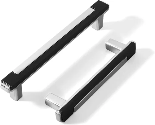 Miniatura 20 de 2 paquetes de tiradores de gabinete negros y dorados para cocina, manijas de gabinete de zinc, herrajes para cajones, tiradores para armario