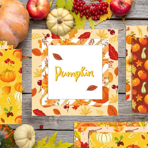 Miniatura 5 de Bloc de papel de 24 hojas con tema de Acción de Gracias, papel decorativo de doble cara de 12 x 12 pulgadas, papel de patrón de otoño, paquete