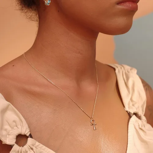 Miniatura 184 de Fettero - Collar con dije de cruz de fe, chapado en oro de 14 K, cadena fina, minimalista, simple, pequeña, para oración, regalo de joyería religiosa