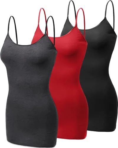 Miniatura 261 de Emmalise Camisola larga casual básica para mujer, con tirantes ajustables, top en capas