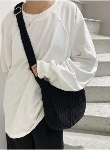 Miniatura 4 de Bolso Hobo de pana pequeño para mujer, con correa ancha, bolso cruzado para el hombro, bolso casual para uso diario