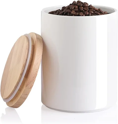 Miniatura 79 de Sweejar Kitchen Canisters - Tarro de cerámica para almacenamiento de alimentos, recipientes apilables con sello hermético y tapa de madera
