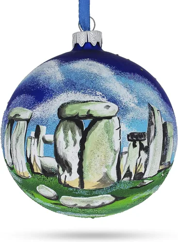 Miniatura 6 de Stonehenge, Reino Unido Bola de Vidrio Adorno de Navidad 4 Pulgadas