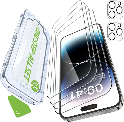 Miniatura 17 de iGluz Paquete de 4+2 protectores de pantalla de privacidad para iPhone 13 Pro Max con protector de lente de cámara de 6.7 pulgadas, 9H + vidrio