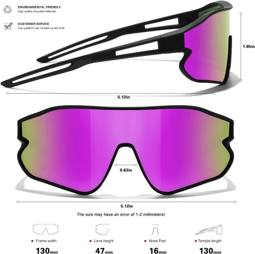 Miniatura 42 de Lentes de sol para niños, lentes de sol de béisbol juveniles, polarizados, deportivos, ciclismo, para niños y niñas, marco ligero