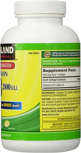 Miniatura 2 de Kirkland Signature Extra Strength D3 50 mcg, 600 cápsulas blandas (paquete de 3)