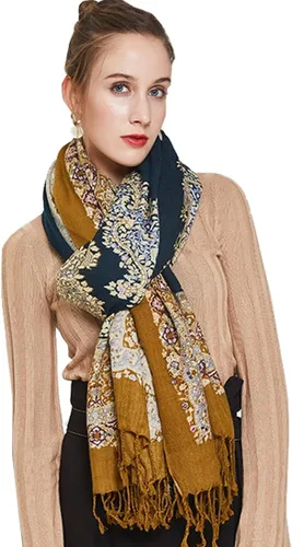 Miniatura 39 de DANA XU Manta de pashmina extragrande 100% de lana merina, bufanda de viaje, bufanda de cachemira para mujer, otoño e invierno, chal de gran