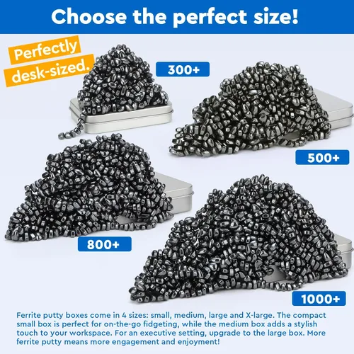 Miniatura 6 de Más de 300 masillas de ferrita originales de color negro, piedras sensoriales, para adultos para aliviar el estrés y el escritorio, artículos
