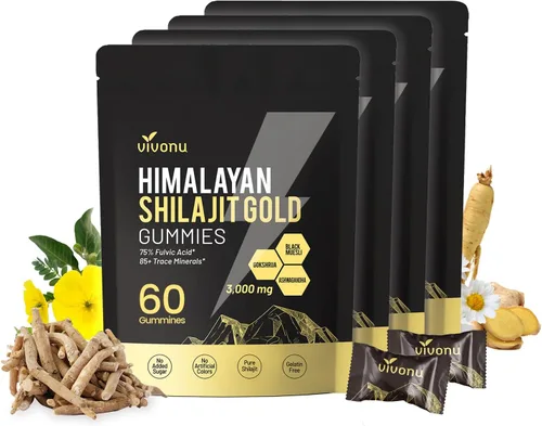 Miniatura 11 de Gomitas Shilajit, Shilajit para hombres y mujeres Fórmula 10 en 1 de alta potencia de 4000 mg con shilajit puro del Himalaya, Ashwagandha y 75%