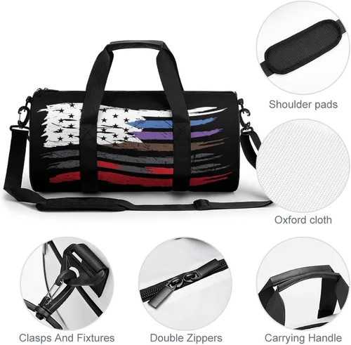 Miniatura 5 de Bolsa deportiva para gimnasio con bandera de Jiu Jitsu Americana, bolsa de viaje para entrenamiento, bolsas ligeras de fin de semana para mujeres