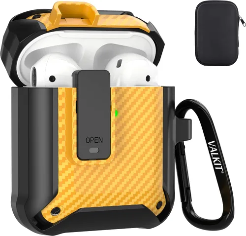 Miniatura 23 de Valkit Funda para Airpods para hombres con cerradura, funda de cuerpo completo con llavero para AirPods de Apple a prueba de golpes, funda