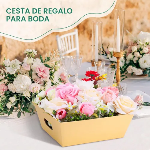 Miniatura 8 de AFOROEOA Paquete de 10 cestas vacías para regalos, cesta de regalo de papel kraft de 10 x 12 pulgadas de grosor con 10 lazos, 10 bolsas vacías