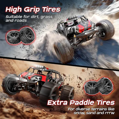 Miniatura 5 de Autos RC 1/14 sin escobillas para adultos y niños, marco completo de jaula enrollable, 4WD Fast Max 42 mph, camiones RC de control remoto