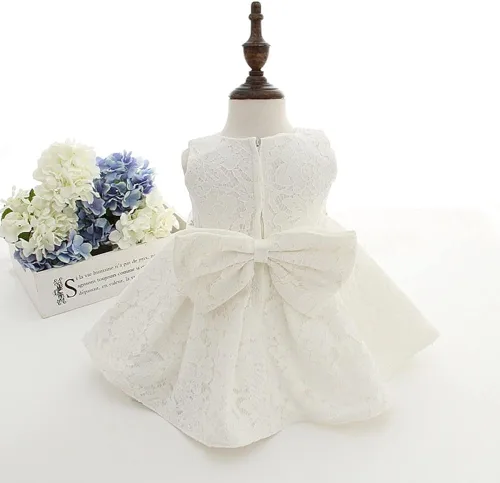 Miniatura 5 de Meiqiduo Conjunto de 3 piezas para niñas y bebés, bautizo, vestido formal de boda