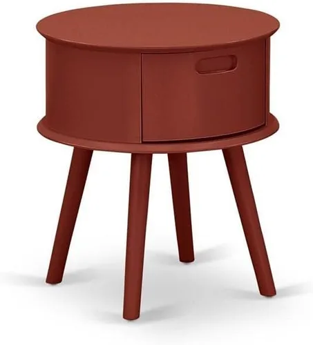 Miniatura 8 de East West Furniture GONE11 Gorgeous Gordon - Mesita de noche redonda de una pieza con cajón, 1 paquete, acabado negro