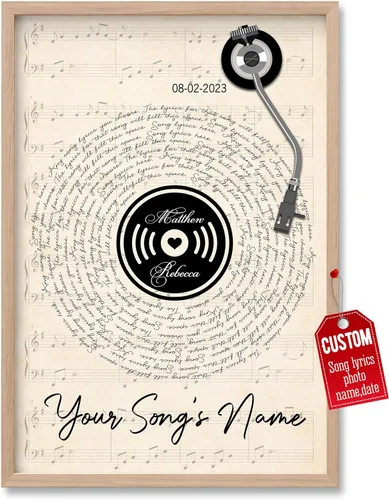 Miniatura 38 de H-DEWALL Póster personalizado de letras de canciones, regalos de cumpleaños para esposo para dormitorio, discos de vinilo, fotos, regalos para él