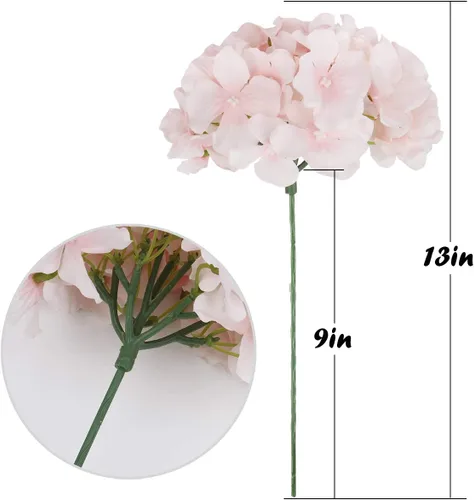 Miniatura 5 de Cabezales artificiales de hortensias de seda para decoración de bodas caseras, 10 unidades Rosa bebé