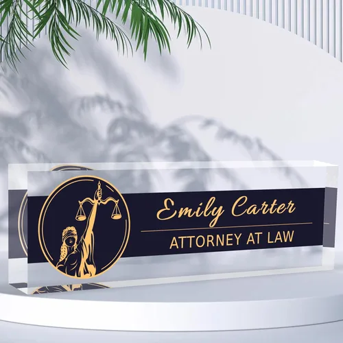 Miniatura 19 de Placa de nombre de escritorio personalizada, placas de identificación acrílicas para escritorio, decoración de oficina, regalos personalizados