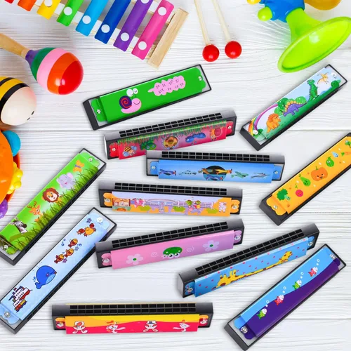 Miniatura 5 de 6 estilos de armónica para niños, armónicas ligeras con doble fila de 16 agujeros, armónica para niños, favoritos de fiesta navideña para adultos