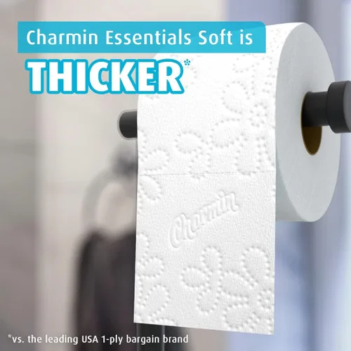 Miniatura 3 de Charmin Essentials - Papel higiénico suave, 9 mega rollos = 36 rollos regulares (paquete de 4)