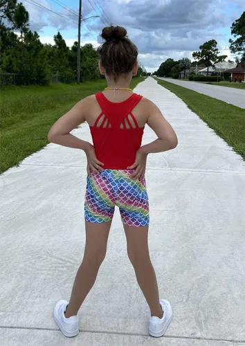 Miniatura 4 de Zaclotre Pantalones cortos de gimnasia para niños y niñas, bailarina, con brillo, pantalones cortos de gimnasia atlética