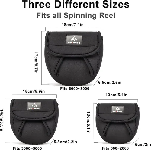 Miniatura 2 de 3Pcs Fundas para Carrete de Pesca Giratoria Bolsa de Transporte para Carrete de Pesca de Arrastre Estuche Protector Funda para Carrete de Pesca