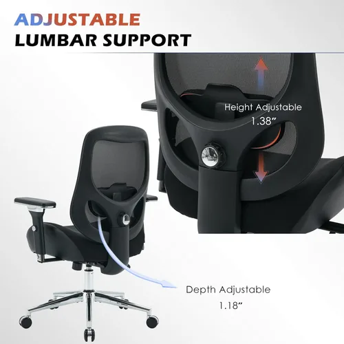 Miniatura 7 de BOSMILLER Silla de oficina grande y alta de 700 libras con cojín de asiento ancho y grueso para sentarse todo el día, silla de escritorio ergonómica
