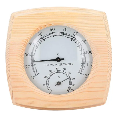 Miniatura 8 de Fdit Termómetro higrotermógrafo de madera para sauna higrómetro Sala de sauna Spruce Dial de madera humedad Medidor de temperatura Monitor
