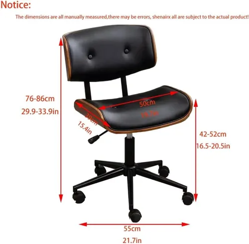 Miniatura 3 de Silla de oficina en casa con ruedas, silla de oficina cómoda y suave sin brazos, silla de oficina tapizada, silla de computadora giratoria moderna