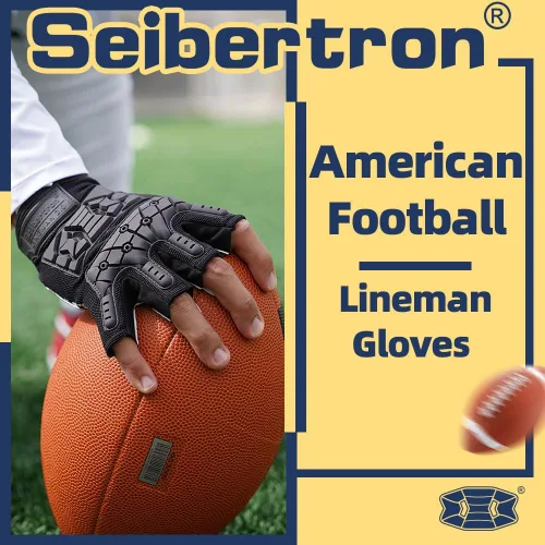 Miniatura 2 de Seibertron Lineman 2.0 - Guantes de fútbol para receptores con palma acolchada, protección contra impactos TPR flexible en la parte posterior