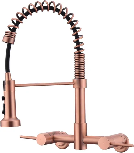 Miniatura 10 de Grifo de cocina de montaje en pared, grifo de fregadero de cocina de montaje en pared de centro de 8 pulgadas con rociador desplegable, comercial