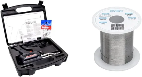 Weller D550PK Kit de pistola de soldadura profesional de 260 vatios/200 W con tres puntas y soldadura en estuche de transporte con alambre de