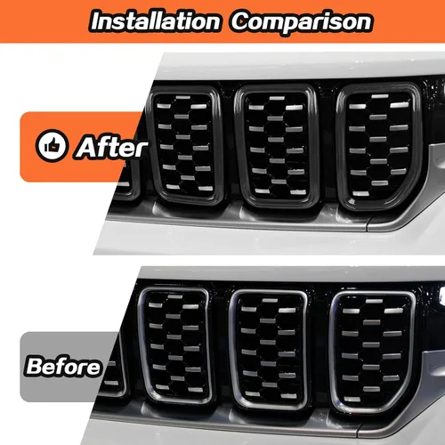 Miniatura 2 de 7 piezas de insertos de parrilla accesorios de rejilla para Jeep Grand Cherokee 2021+ (negro)