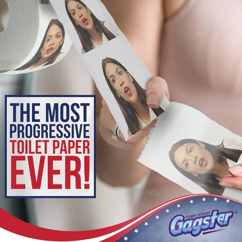 Miniatura 3 de Alexandria Ocasio-Cortez - Rollo de papel higiénico político divertido de Gagster – Broma de TP Regalo Demócrata y Republicano, regalos de broma