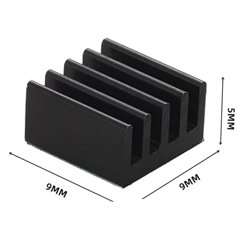 Miniatura 6 de Disipador de calor de aluminio negro con cinta adhesiva conductora térmica, enfriador de disipador de calor de 9 × 9 × 0.197 in para enfriar