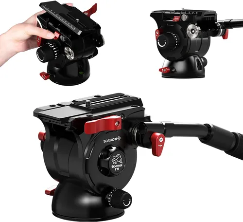 Miniatura 8 de IFOOTAGE Cabezal de cámara de video Komodo K5S, cabezales de fluido de aluminio, cabeza de trípode estable para giro e inclinación, con placa