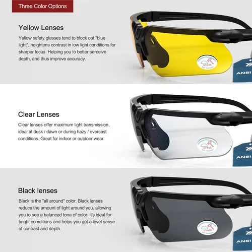 Miniatura 5 de Xaegistac Gafas de disparo con estuche Gafas de seguridad antivaho para cazadores para adultos Transparente