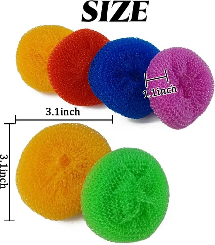 Miniatura 2 de TIHOOD 30 almohadillas para fregar platos que no rayan, almohadilla redonda para fregar platos, varios colores, herramientas de limpieza de cocina