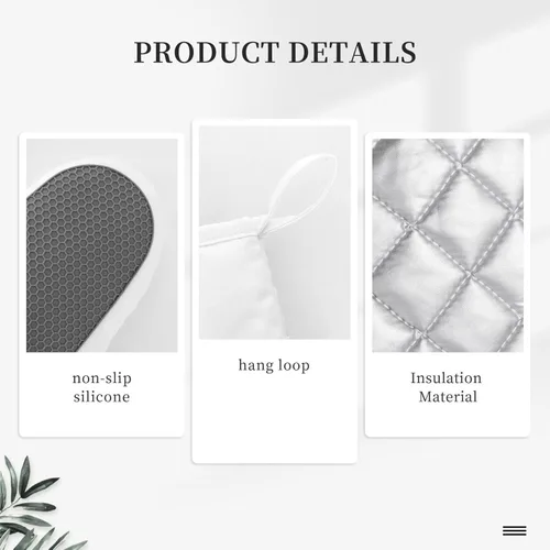 Miniatura 5 de Juego de manoplas de horno de cactus y soportes para ollas, guantes de horno de silicona resistentes al calor para cocinar, guantes de horno